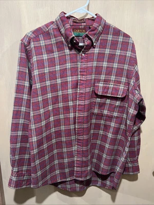 Oakton Limited Red Plaid Flannel Vintage Long Sleeve Shirt Size L - Image 1 of 4