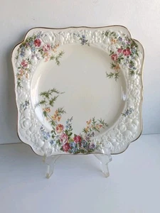 Crown Ducal Florentine Porcelain Square Luncheon Plate ROSALIE England - Picture 1 of 8