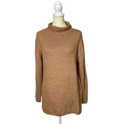 Suéter de cuello alto tejido acanalado marrón camel Elizabeth & James para mujer talla M Foto 1 de 4
