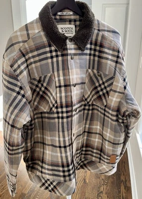 NUEVA Chaqueta Scotch & Soda Para Hombre Franela Texturizada Marrón Tostado Moca Talla XL Foto 1 de 4