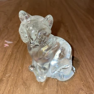 Fenton Iridescent Clear Cat Figurine - Picture 1 of 7