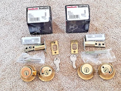 Lote De 2 Llave Igual Kwikset Doble Cilindro Deadbolt 665 3 Latón Pulido Nuevo Foto 1 de 4