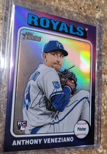 2024 Topps Heritage High Number #602 ANTHONY VENEZIANO Purple Chrome RC Royals - Picture 1 of 2