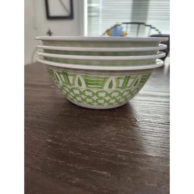 Juego de 4 cuencos pequeños de melamina Nicole Miller con estampado verde   Foto 1 de 4