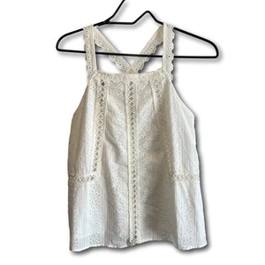 Jun & Ivy Eyelet White Tank Top Sleeveless Blouse Woman’s Size Xsmall NWT - Picture 1 of 10