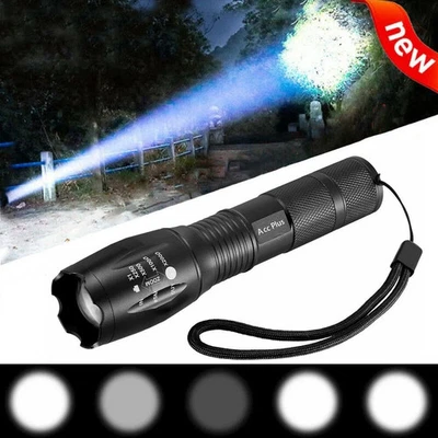 Super Bright Tactical Police Torch Zoomable Camping LED Flashlight 5 Modes - Image 1 of 4