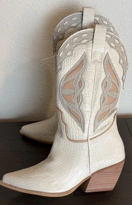 Steve Madden 9.5 Wynter Boots, Bone Off White, Multi, Croc Western - Image 1 of 4