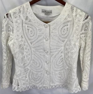 Vintage Sophie Chang Studio 100 % Baumwolle 2-teiliges Top & Rock elfenbein Häkelspitze Gr. M - Bild 1 von 17