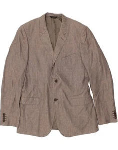 CALVIN KLEIN Mens Slim 2 Button Blazer Jacket EU 54 2XL Brown Linen BR27 - Picture 1 of 4