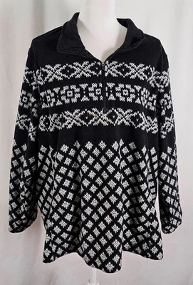 Top polar Lands End para mujer con cremallera parcial negro blanco poliéster 3X Petite Foto 1 de 4