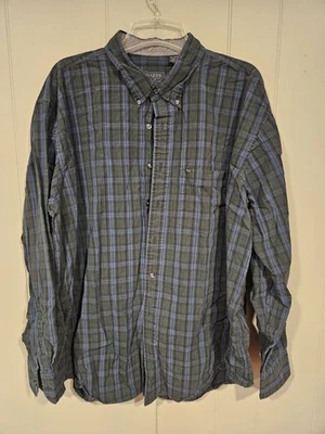 IZOD Jeans Men's XXL Blue Plaid Long Sleeve 100% Cotton Button Down Shirt - Image 1 of 4
