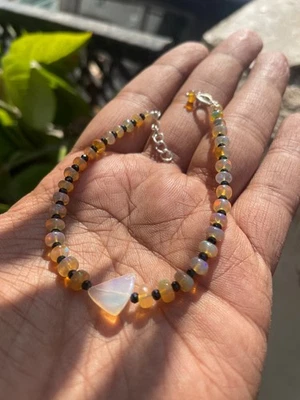 1 collana + 1 bracciale gioielli opale nero spinello etiope argento sterling 925 - Immagine 1 di 4