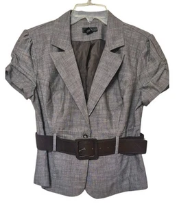 BCX Stretch Cropped Lined Elegant Accents Blazer Jacket Gray Brown Size XL NWT - Picture 1 of 10