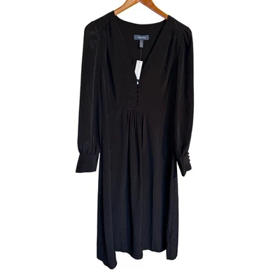 NWT ModCloth Dress Women 8 Black Button Front Midi Dark Cottagecore Punk Gothic - Image 1 of 4