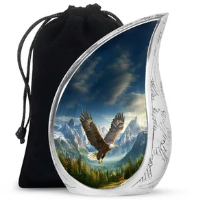 Eagle Cremation Large Urns For Men & Women Human Ashes 10 Inch With Velvet Bag - Photo 1/7