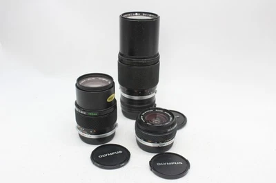 C x3 Vintage Collection Of Olympus OM -Systems Cased Camera Lenses Inc E Suiko - Image 1 of 4