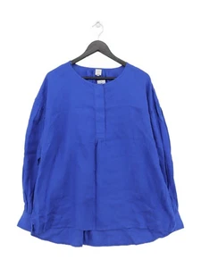 John Lewis Damen Top UK 14 Blau 100% Leinen Langarm Rundhals Tunika - Bild 1 von 5