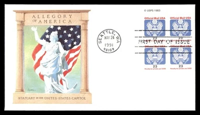 Mayfairstamps US FDC 1991 Washington DC block official mail USA Statuary in the - Image 1 of 2