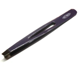 4" Eyebrow Tweezers Slanted Tip Stainless Steel Beauty Tool Stripe PURPLE - Picture 1 of 1