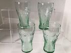Set Of 4 Vintage Green Glass Coca Cola Coke Glasses 4.5” Mini Glasses Juice