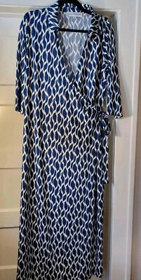Vestido Emma & Michele envolvente para mujer talla XL azul y blanco manga 3/4 cinturón corbata nuevo con etiquetas Foto 1 de 4