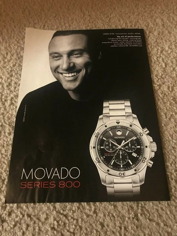 Vintage 2009 MOVADO WATCH DEREK JETER Poster Print Ad N.Y. YANKEES RARE Cover