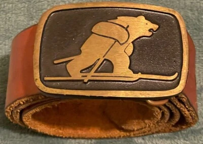 Hebilla Dynabuckle Provo Utah vintage de latón con arnés cinturón de cuero talla 36 Foto 1 de 4