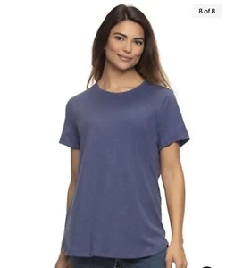 NWT FELINA CROWN BLUE CREWNECK SHORT SLEEVE RELAXED FIT SLUB TEE SZ L #D430 - Picture 1 of 2