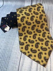 Tommy Hilfiger Imported Silk Mens Paisley Tie Gold Burgundy Classic Made in USA - Imagen 1 de 6