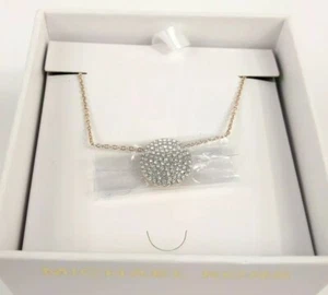 Michael Kors Rose Gold Tone Disc Crystal Pave Pendant Necklace MKJ39097 NWT $115 - Picture 1 of 11