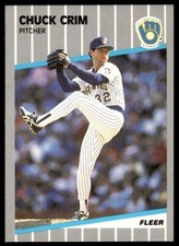 1989 FLEER Baseball Trading Card - CHUCK CRIM #183 - Milwaukee Brewers