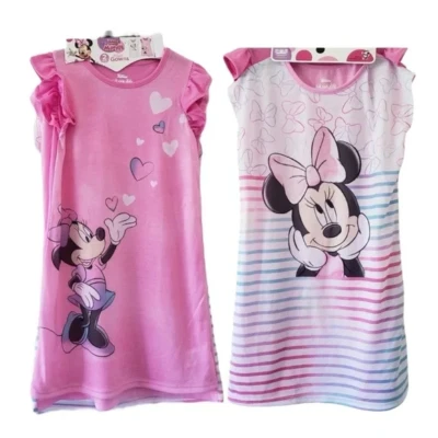 Disney Girls 2 Pair Minnie Mouse Short Sleeve Nightgowns Size 7 - Image 1 of 3