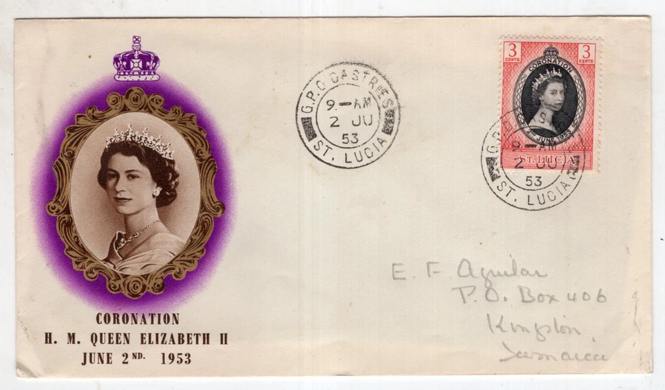 BRITISH ST. LUCIA, 1953, FDC TO JAMAICA - Image 1 of 1