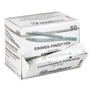 Einweg-Pinzetten, Steril verpackt, einzeln verpackt Mediware 50Stk. transparent - Bild 1 von 2