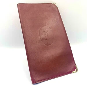 Cartier Long Wallet card case Leather Red Authentic - Picture 1 of 8