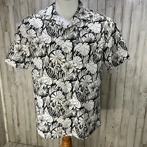 Vintage Chaps Ralph Lauren Shirt Mens Large Black Floral Hawaiian Button Up Logo - Picture 1 of 10