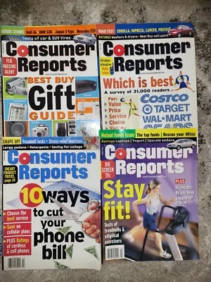 Consumer Reports Magazine Lot of 4. 2000-2002 Best Buy New Cars Guide Vintage VG - Imagem 1 de 4