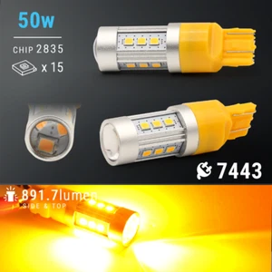 7443/7440  Amber Yellow Turn Signal Blinker HighPower LED Lights bulbs - Picture 1 of 8