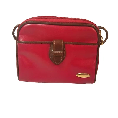 Liz Claiborne, Red Leather, Crossbody, Purse, Handbag with 22 Inch Drop Strap - Image 1 of 4