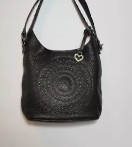 BRIGHTON FERRARA CHAROLETTE ETERNITY BLACK 3D MEDALLION CROSSBODY HANDBAG MP$365 - Picture 1 of 18