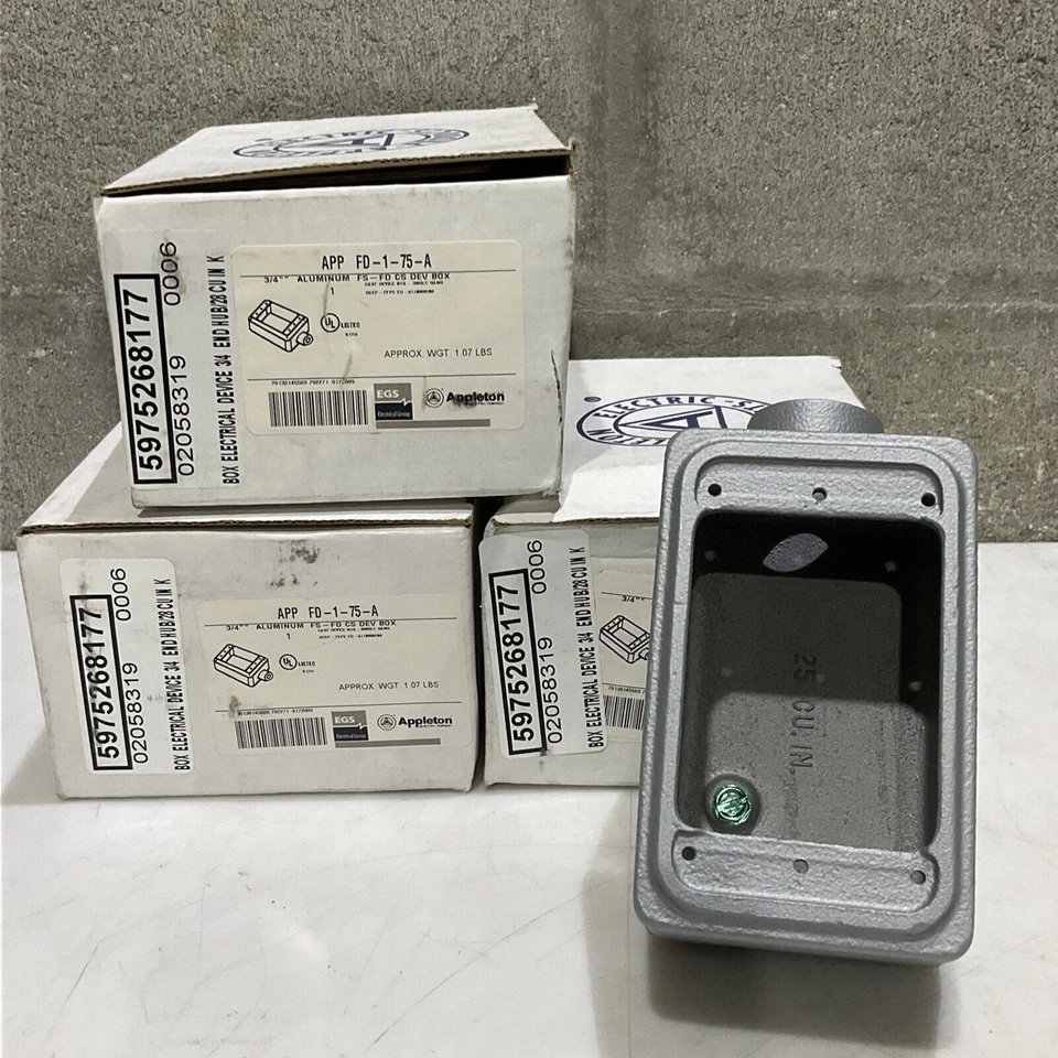 APPLETON APP FD-1-75-A FS-FD CS DEV BOX SINGLE GANG CAST DEVICE BOX LOT OF 3 373 - Image 1 of 4