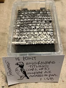 18 POINT ENGRAVERS TITLING CAPS COMPLETE A-Z LETTERPRESS PRINT TYPE ADANA USER - Picture 1 of 3