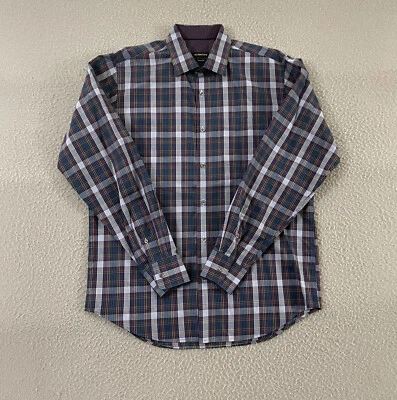 Bugatchi Dress Shirt Mens Medium Classic Fit Multicolor Plaid Button Up Shirt - Image 1 of 4