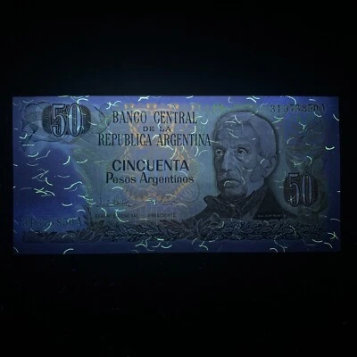 Argentina 50 Pesos Argentinos Banknote 1983-85 Argentinian Currency UV Money - Image 1 of 4