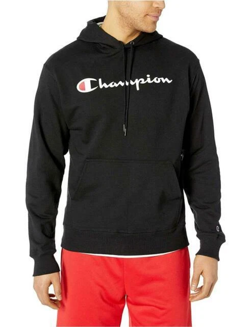Champion Powerblend GF89H Graphic Fleece Pullover Hoodie - Black, L