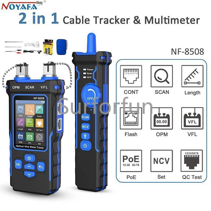 NOYAFA NF-8508 LCD Digital Cable Tester Rechargeable Network Line Finder PoE - Image 1 of 4