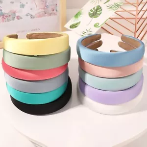 Glattes Satin breites Stirnband Alice Damen Mädchen Haarbänder - Bild 1 von 24