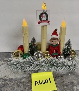 Mr Christmas Lighted Vintage Three Candle Candolier Nostalgic Elf Figurine - Picture 1 of 7