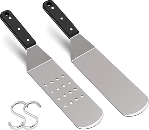 Espátula Plancha de Metal, Acero Inoxidable Larga con Mango Remachado, Resistente Perf - Imagen 1 de 12