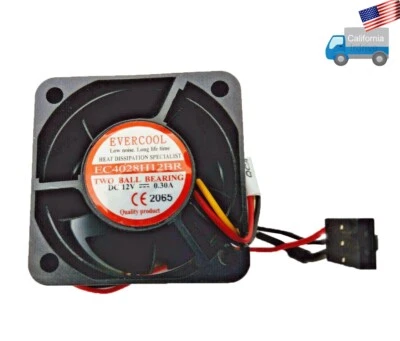 NEW Evercool 40mm Two-Ball Bearing DC 12V Cooling Fan w/ Dell 3-pin MB Connector - Image 1 of 4